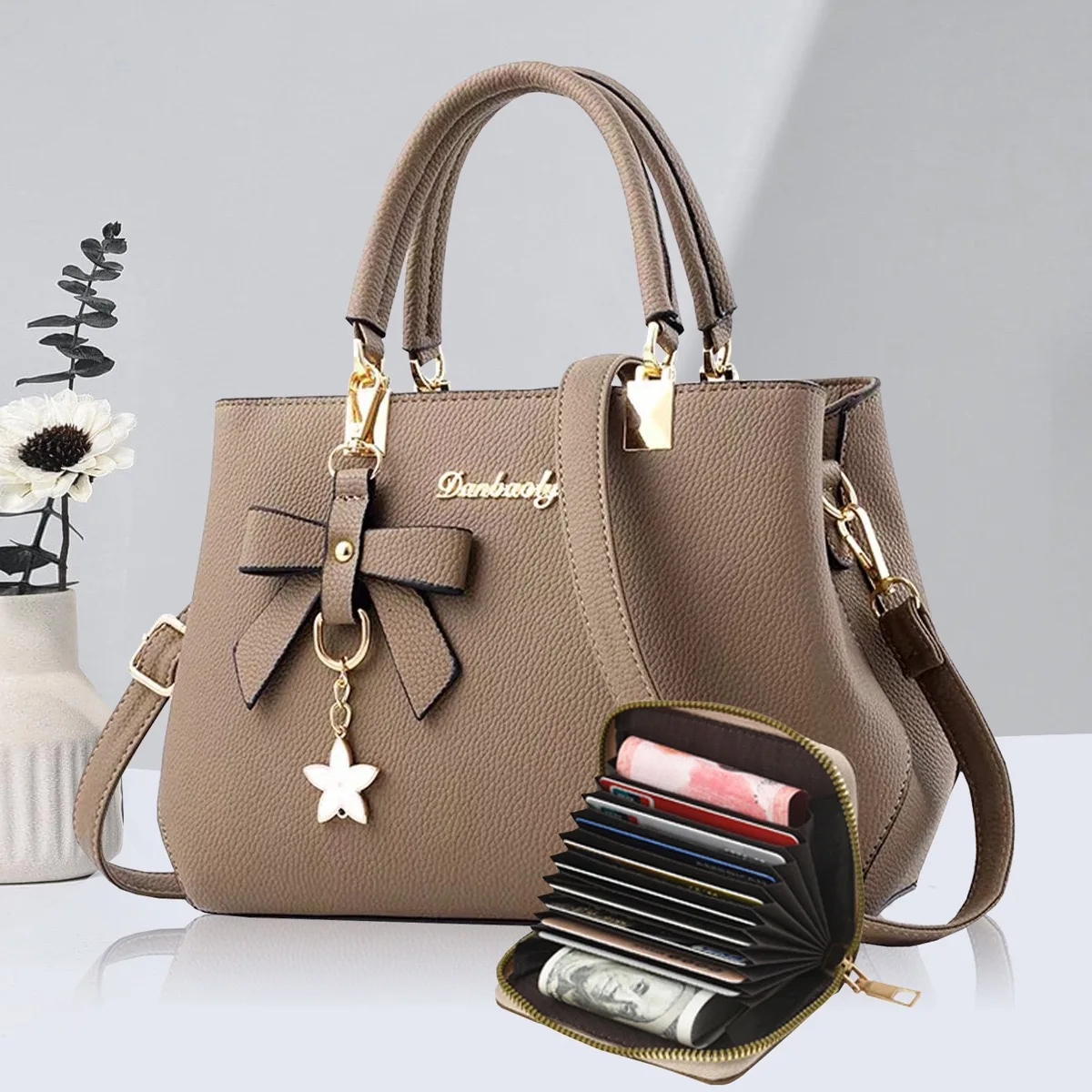 New Korean version trendy autumn and winter bow women's bag portable shoulder bag messenger bag killer bag mother bag large capa